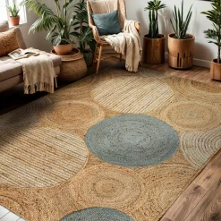 Tapis de salon rectangulaire jute tissée main (160 x 230 cm) Tara Marron