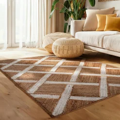 Tapis de salon rectangulaire jute tissée main (140 x 200 cm) Akira Marron