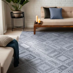 Tapis de salon rectangulaire matière recyclée tuftée (160 x 230 cm) Shelton Gris