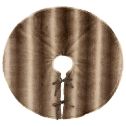 Tapis de sapin rond (D90 cm) Fourrure et nœuds Marron