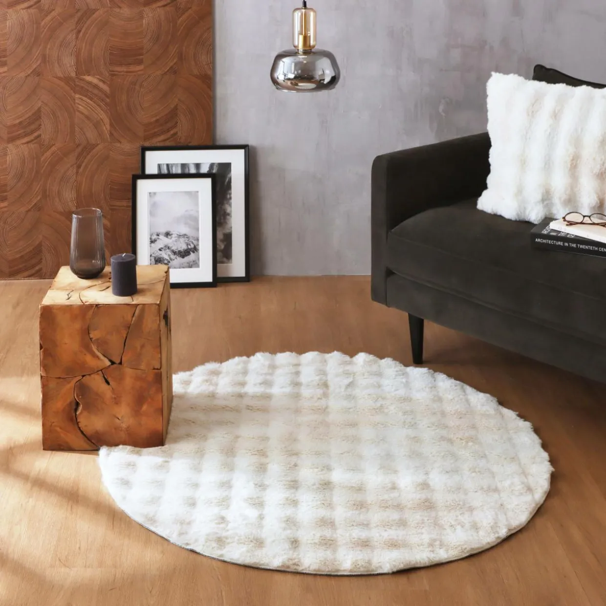 Tapis fausse fourrure (120 cm) Toronto Ivoire