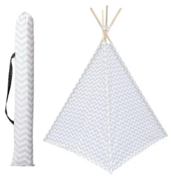 Tipi enfant bois et tissu (H160 cm) Twin Gris