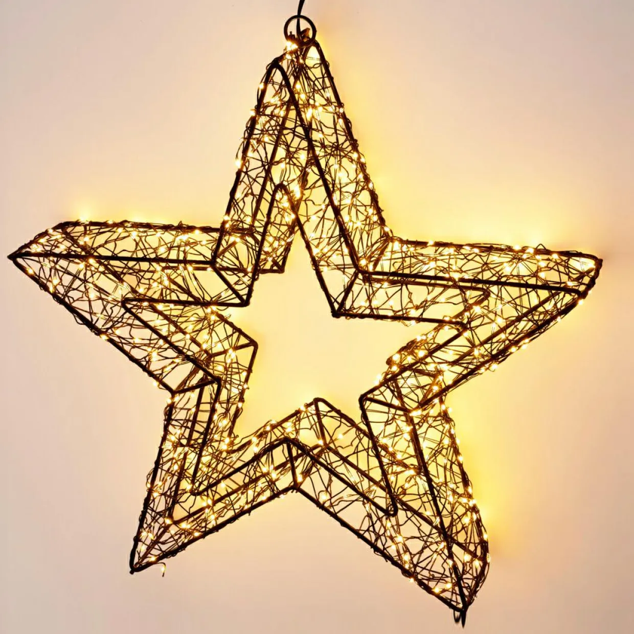 Étoile lumineuse à suspendre 500 Micro LED (D38 cm) Star Light Noir et blanc chaud