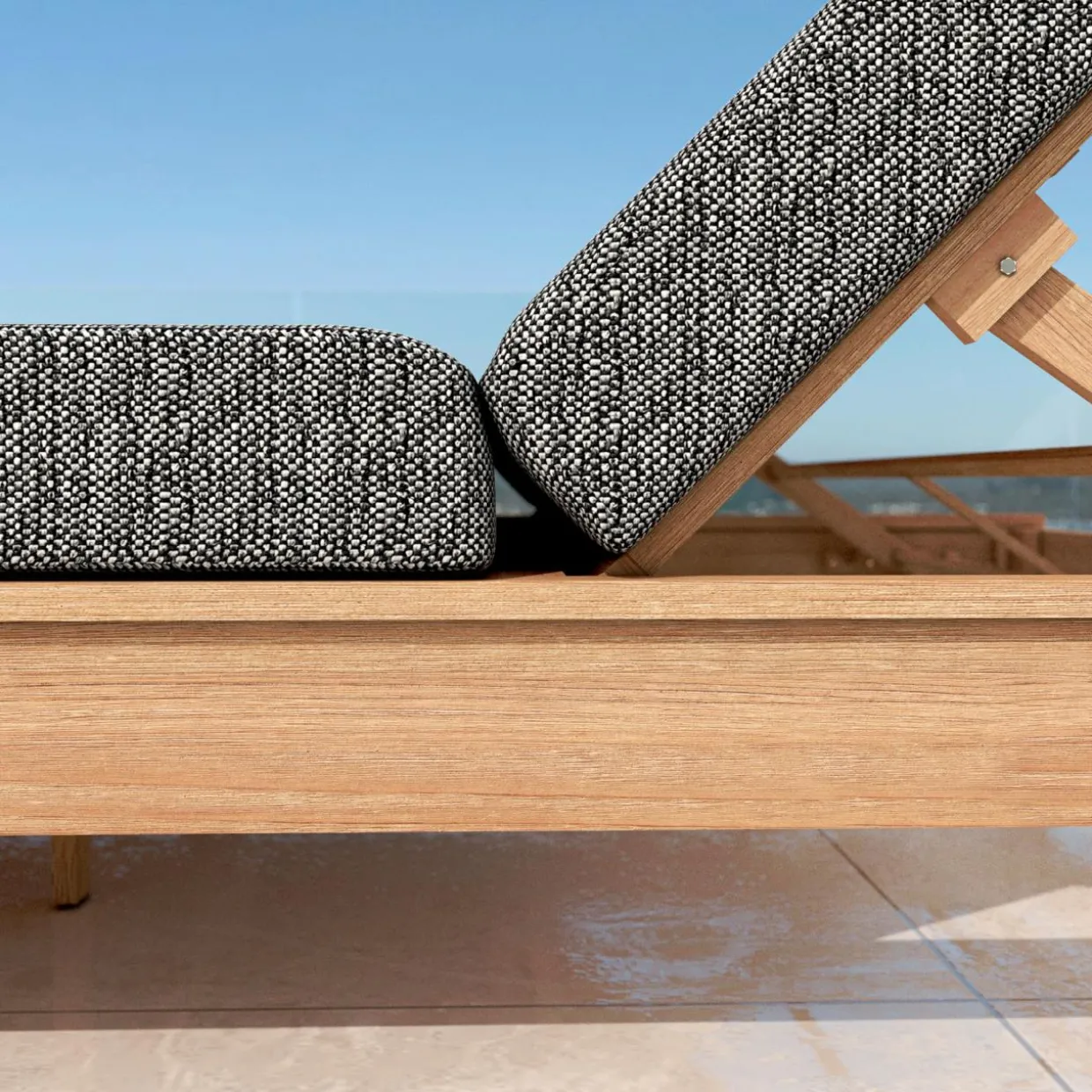 Transat double en bois d'acacia Bornéo Gris anthracite