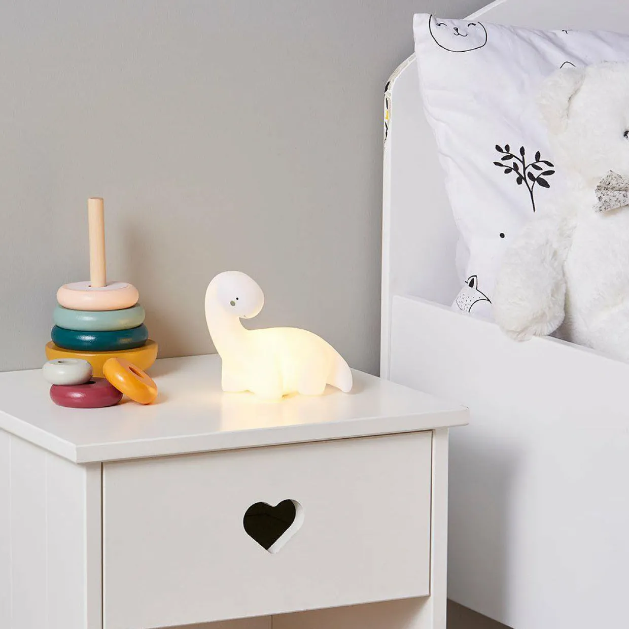 Veilleuse enfant (L13.2 cm) Dino Blanche