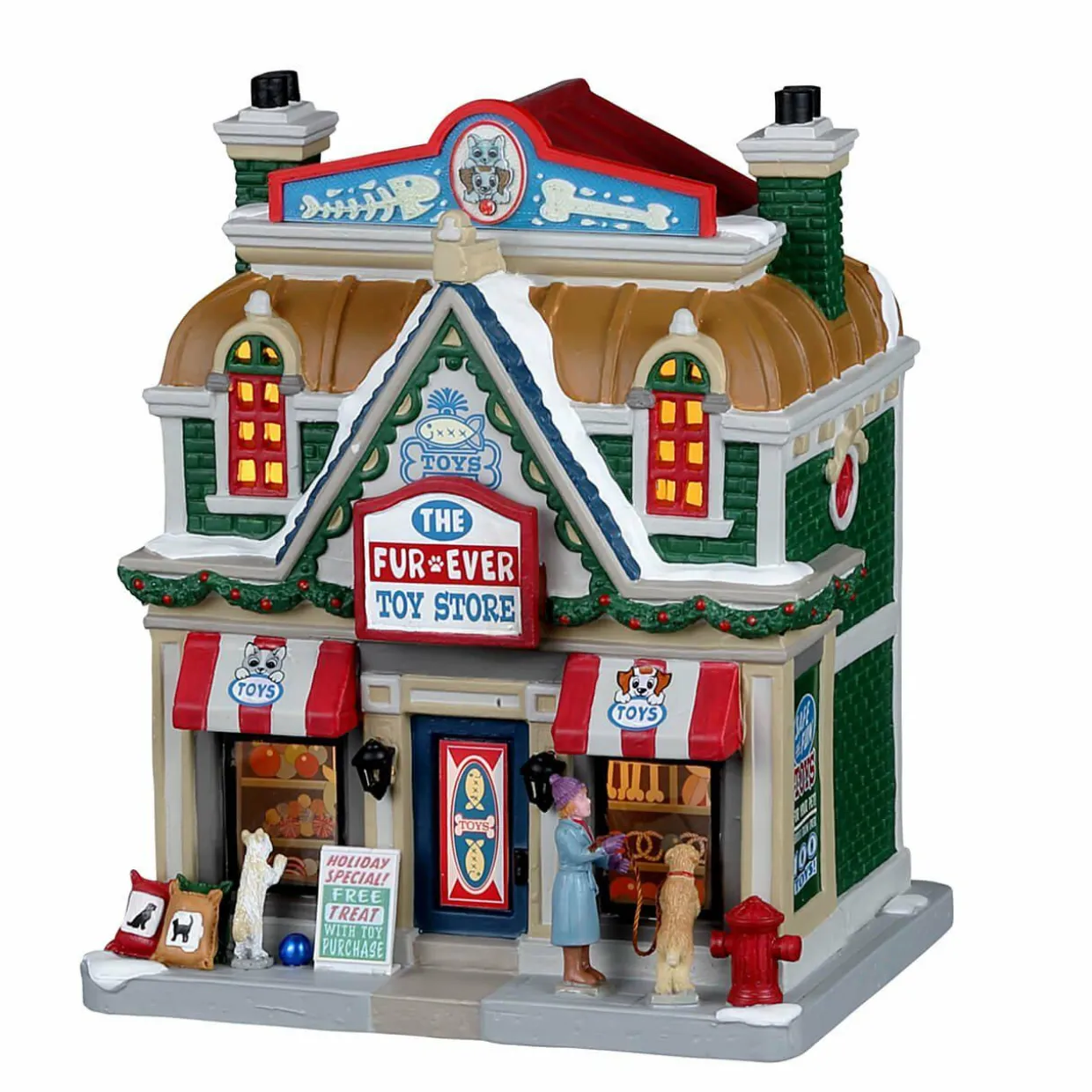 Village de Noël Lemax à piles lumineux Boutique de jouets Fur-Ever