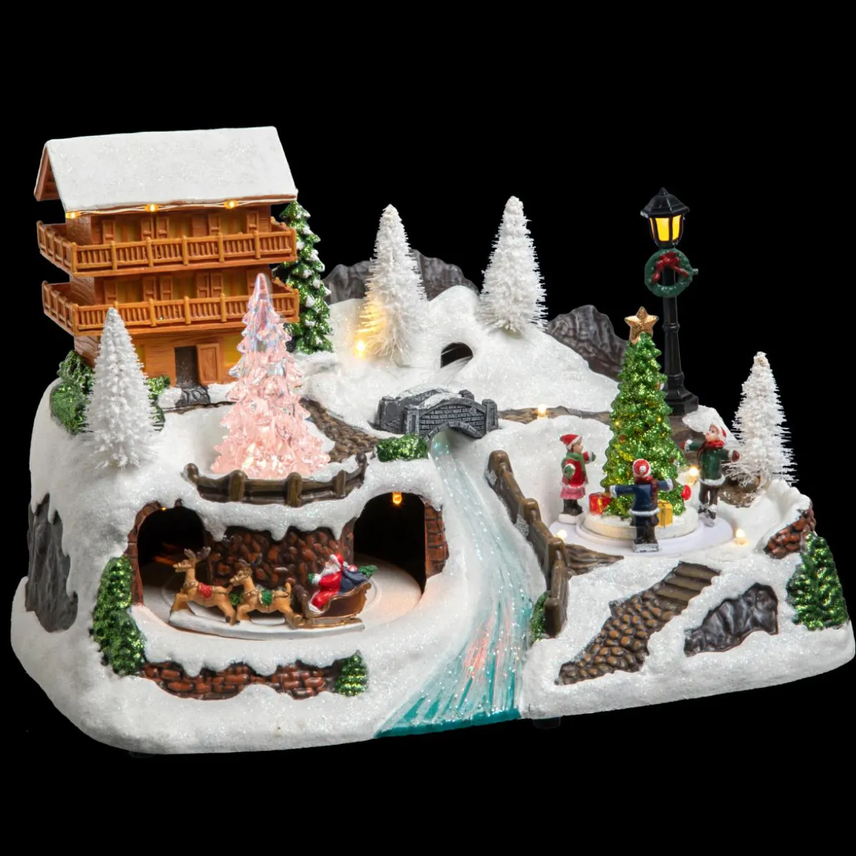 Village de Noël lumineux Chalet en montagne