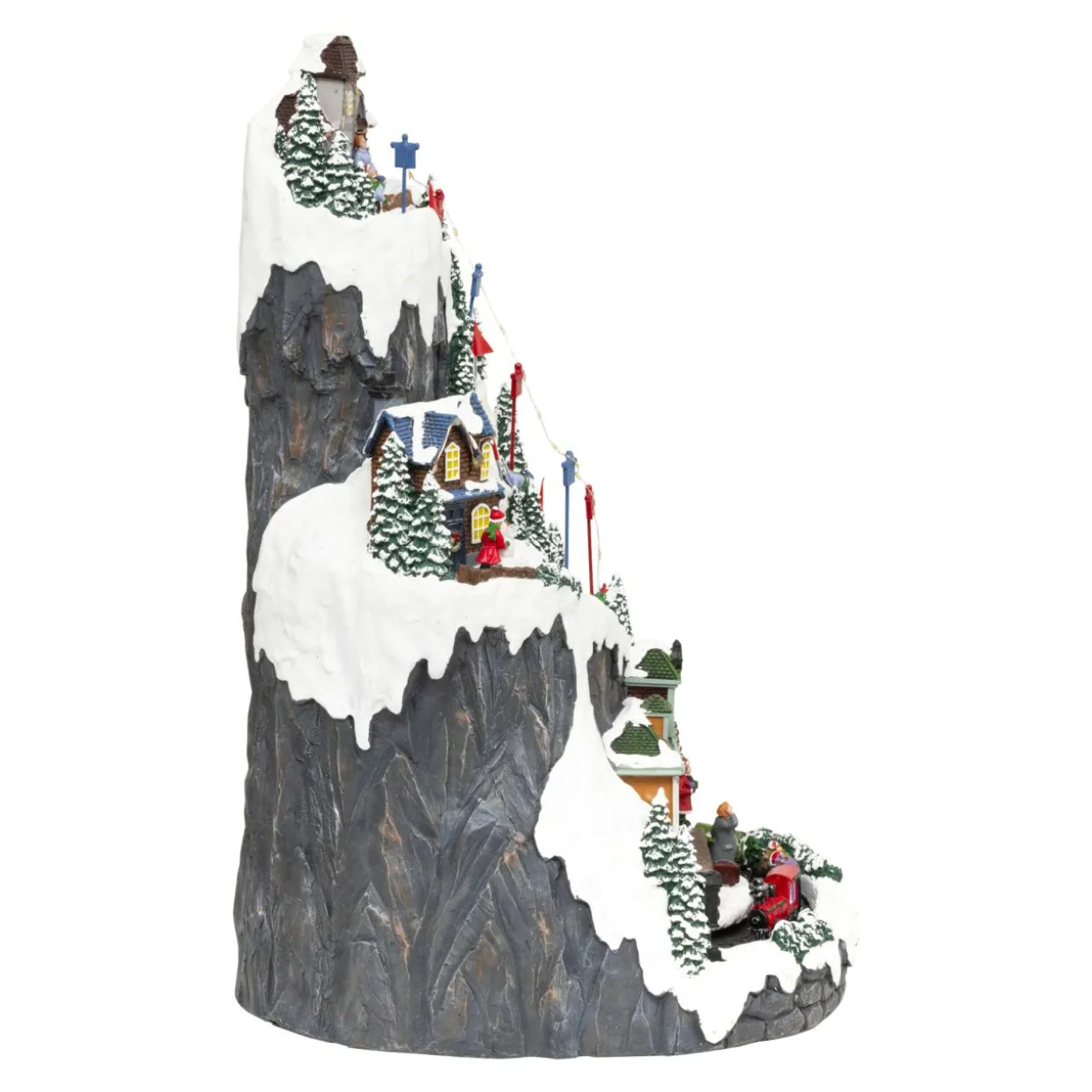 Village de Noël lumineux et animé (H52 cm) Piste de ski lumineuse