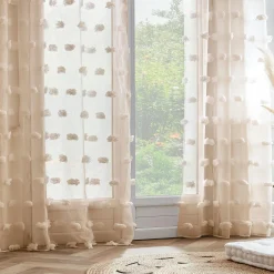 Voilage galon fronceur pompons (140 x 240 cm) Suzie Beige