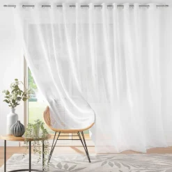 Voilage grande largeur œillets (400 x 240 cm) Lissea Blanc