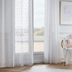 Voilage oeillets pompons (140 x 280 cm) Emie Blanc