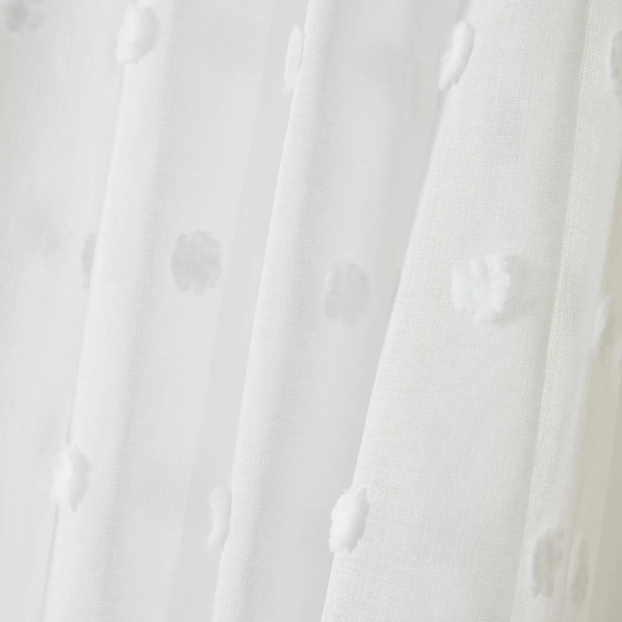 Voilage oeillets pompons (140 x 280 cm) Emie Blanc