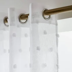 Voilage oeillets pompons (140 x 240 cm) Emie Blanc